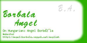 borbala angel business card